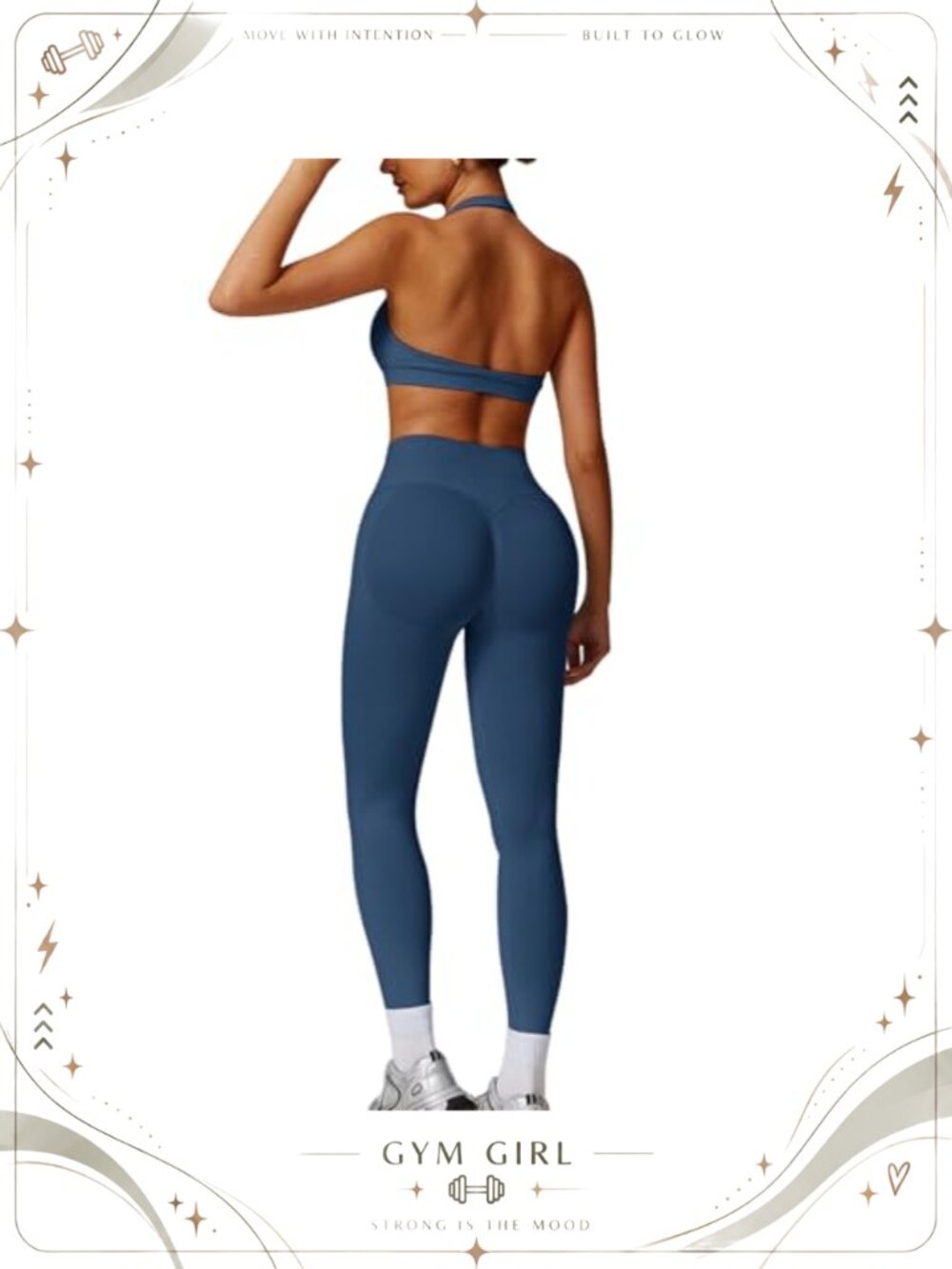 Nylon Seamless 2 Piece Workout Set Halter Sports Bra & Scrunch Leggings